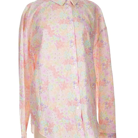 NWT For Love & Lemons Kennedy Floral Poplin Oversized Button Down Sz Small $138 - Picture 12 of 14